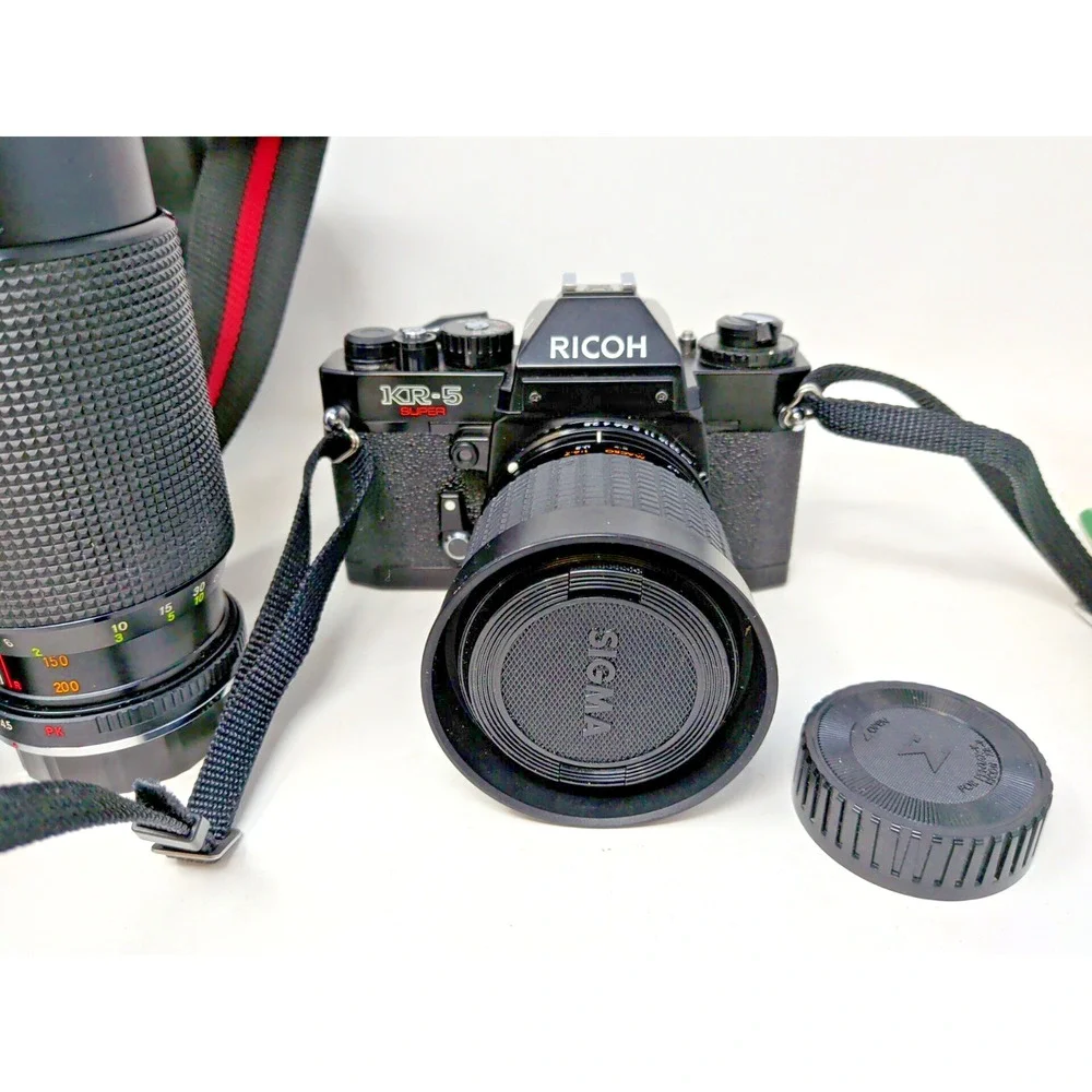 Vintage Film Camera - Ricoh KR5 Super 35mm Film Camera w/ 35mm & 80-200mm Lens